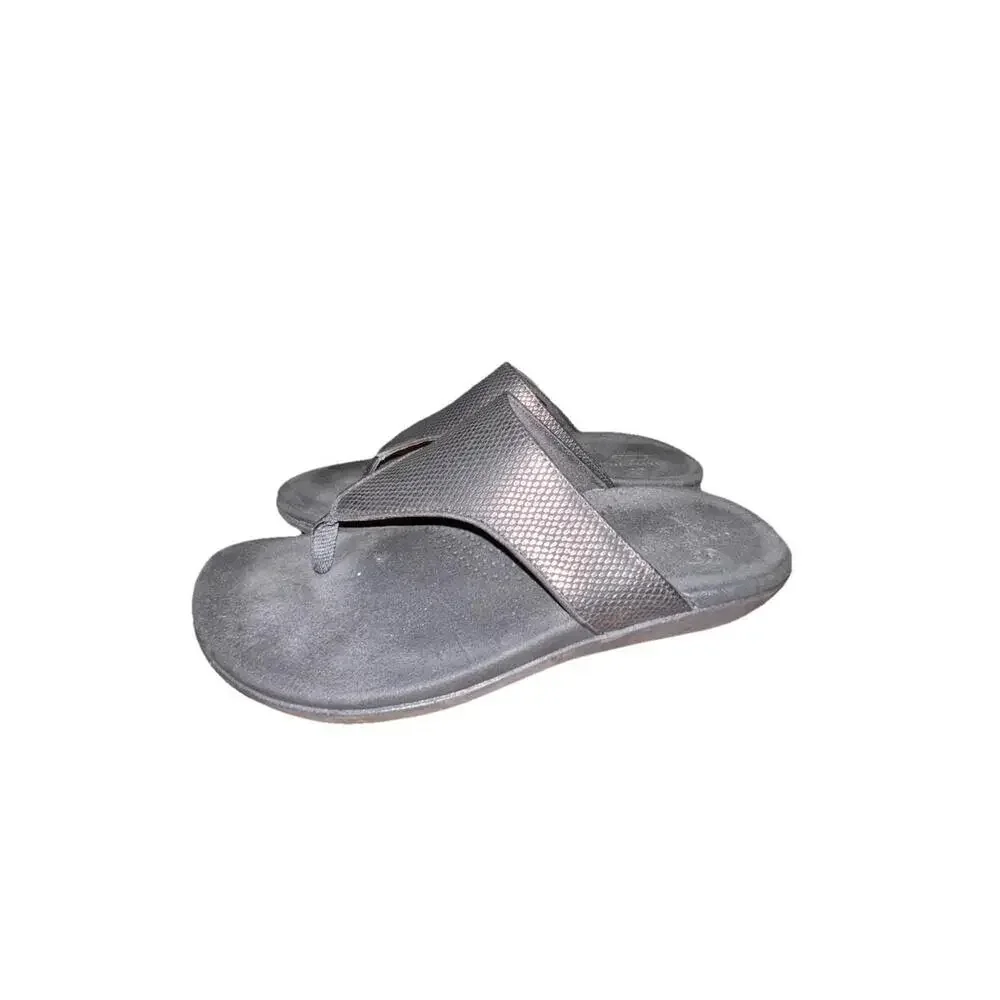 Clarks‎ Women's 8 Brio Vibe Cloudsteppers Black Snake Texture Thong Sandal